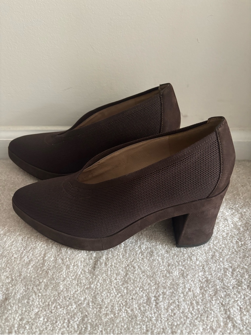 Eileen Fisher Signy Brown Knit Block Heel Pumps 9M